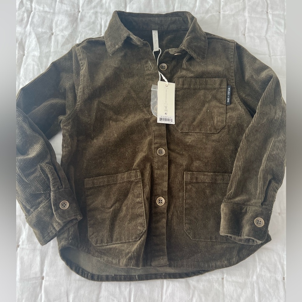 NWT Rylee + Cru Kids Corduroy Shirt - Olive Green